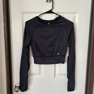 Aura Black Long Sleeve Crop Top